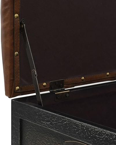 vidaXL Banc de Rangement Bois Massif et Cuir Artificiel Banquette Maison - Nail Gallerys