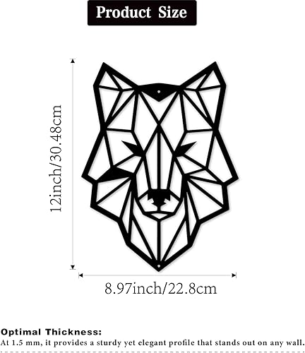 Plaque murale en métal - Décoration de tête de loup - Décoration murale - Pour salon, chambre à coucher, bureau, pendaison de crémaillère - Nail Gallerys