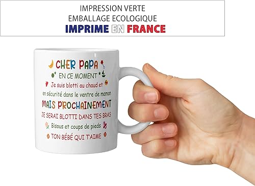 Lalasol Mug Noël Future Futur Bébé – Tasse Cadeau de Noël Pour Futur Future Papa Maman Mamie Papy Enceinte Naissance (Papa) - Nail Gallerys