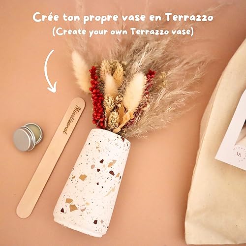 Miartisanat Kit DIY Terrazzo en Jesmonite – Vase décoratif à créer soi-même | Résine écologique AC100 | Idée cadeau créative | Guide pas à pas inclus - Nail Gallerys