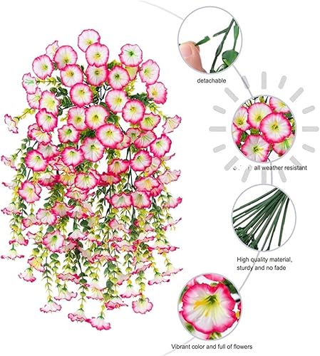 LXCJZY Precisetrue Hanging Flowers, Realistic Morning Glory & Eucalyptus Vines for Outdoor Garden, Porch & Wedding Decor|Faux Plants (B 2Pcs) - Nail Gallerys