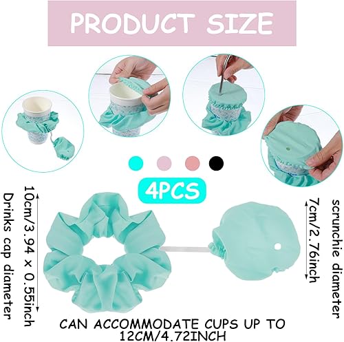 Tyqour Lot de 4 cache-gobelets anti-pointes pour boissons – Protection extensible réutilisable avec trou de paille pour la plupart des tasses en verre – Sécurité de bar pour femmes - Nail Gallerys