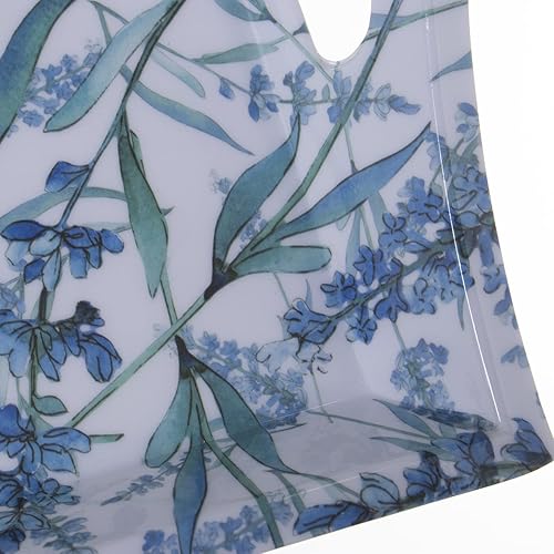 DRW Plateau rectangulaire en mélamine avec poignées et Fleurs en Bleu et Blanc 5x31x44 cm - Nail Gallerys