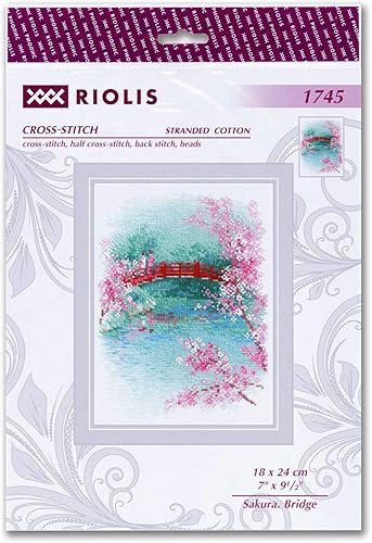 RIOLIS Sakura. Kit de Point de Croix Pont, Coton, Multicolore, 18 x 24 cm - Nail Gallerys