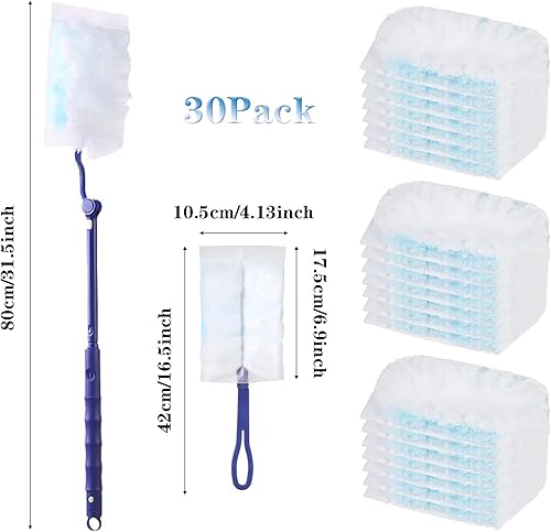 32 Pièces Recharge De Plumeau Plumeau Poussiere Recharge Kit avec 2 Poignées, Utilisé pour Nettoyer Les Coins Morts, La Poussière, Les Poils d'animaux, La Saleté, Etc. - Nail Gallerys