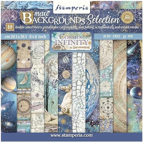 Stamperia International Mini carnet de Scrapbooking-Fonds-Cosmos Infinity, Multicolore, 20,3 x 20,3 cm - Nail Gallerys