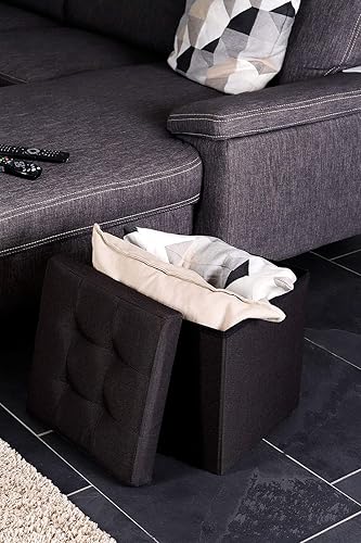 dibea Tabouret Pliable en Lin Cube Coffre de Rangement, 76x38x38 cm Gris - Nail Gallerys