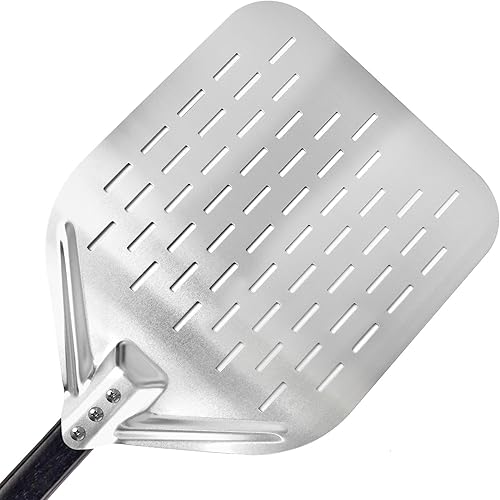KIANGKIANG Pelle à pizza 40 x 30 cm, en aluminium, taille parfaite et design perforé pour une cuisson parfaite des pizzas (valeur du bois) - Nail Gallerys