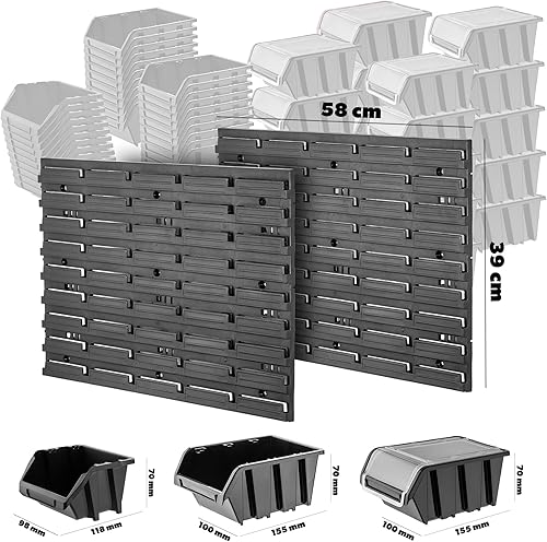 KADAX Étagère d'atelier, 116 x 39 cm, étagère murale à outils, en plastique robuste, système de stockage résistant aux UV, plaques murales extensibles, atelier ou jardin (rouge, 50 pièces) K7708 - Nail Gallerys
