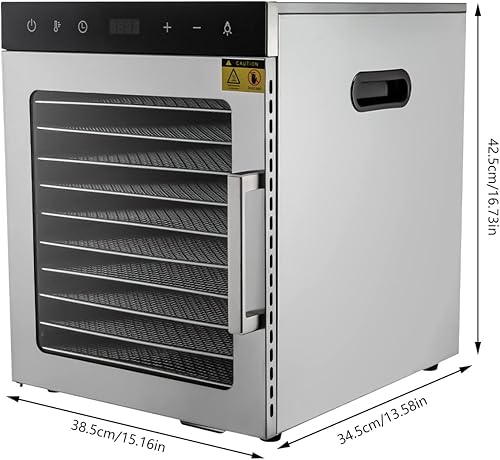Begoniape Déshydrateur automatique en acier inoxydable 1000 W avec 10 compartiments (24 x 30 cm), minuterie 24 H, minuterie de déshydrateur silencieux, température réglable de 30 à 90 °C - Nail Gallerys