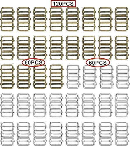 HUAZIZ Lot de 120 boucles coulissantes réglables en métal pour la fabrication de sacs à main, sacs à dos, sacs à dos, accessoires de bricolage, 20 mm(Bronze/Argent) - Nail Gallerys