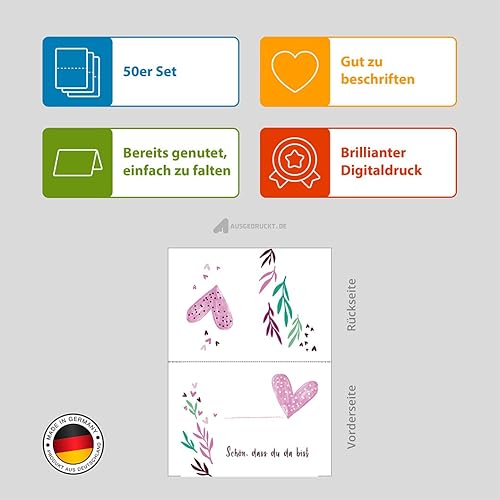 Partycards - 50 Pièces Marque-Place Mariage Marron Blanco Déjà Rainuré Facile à Étiqueter Pour Décoration Mariage, Marque-Place Anniversaire, Deco Mariage, Marque-Place Élégant Decoration Mariage - Nail Gallerys