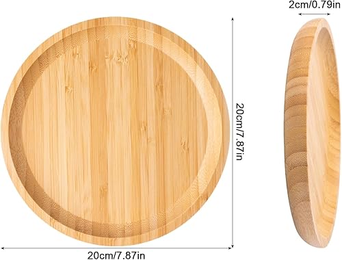 ZYDYRX Plateau Rond Bambou sous Verres Ronds Bambou Plateau Rond Bois Dessous Verre Bambou Plateau Service Rond Bambou 20 * 20 * 2CM Plateau Rond Bambou pour Thé Nourriture Plantes - Nail Gallerys
