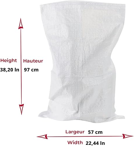 B&A FRANCE - 15 Sacs à Gravats 75 Litres, 57 x 97 cm, 55 kg | Déchets de chantiers et végétaux | Résistant et réutilisable | En polypropylène tissé blanc | Gravier, sable, feuilles, cailloux - Nail Gallerys