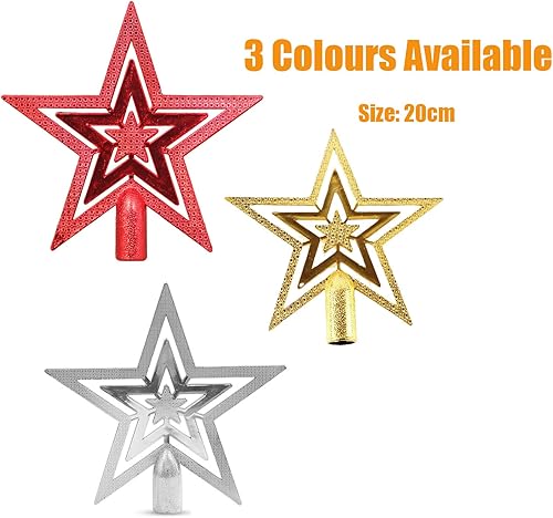 Onlvmyur Étoile Sapin de Noël Topper Sapin Noel Étoile 20cm Pointe Sapin Noël Arbre Noël Etoile Decoration (Rouge) - Nail Gallerys