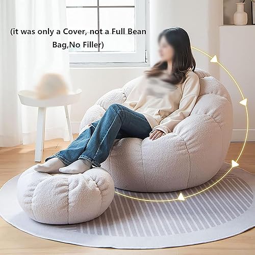 TJikeo Housse de Pouf Poire Adulte, Pouf sans Remplissage 85 x 65 cm pour Extérieur et Intérieur Détente, Chaise Longue de Salon, Chambre Coussin,White - Nail Gallerys