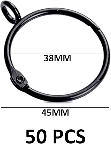 Lot de 50 anneaux de rideau ouverts, en métal, accessoires de suspension, adaptés pour rideaux de douche, noirs - Nail Gallerys