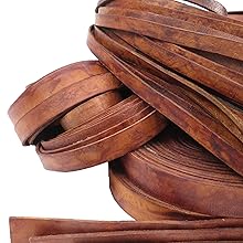 Bracelet plat en cuir marron antique