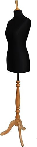 The Shopfitting Shop Deluxe Taille 10/12 Mannequin Buste Noir Jersey Effet hêtre trépied Support en Bois - Nail Gallerys