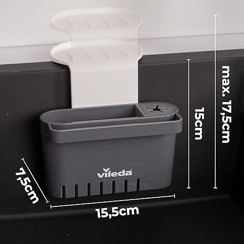 vileda Porte-éponge pour évier - Sans perçage - Porte-éponge de cuisine avec ventouse - Mini organiseur pour éponges et brosses - Durable et facile à installer - Nail Gallerys