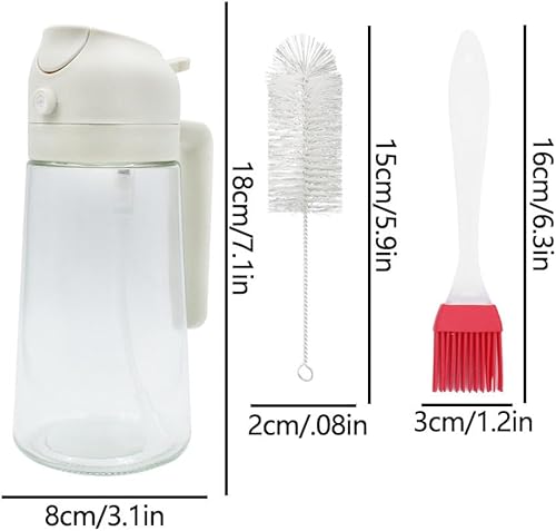SHUNCHG Pulvérisateur d'huile d'olive 2 en 1 avec brosse, pulvérisateur d'huile et flacon distributeur d'huile en verre de qualité alimentaire, pulvérisateur de vinaigre pour cuisine, cuisine, - Nail Gallerys