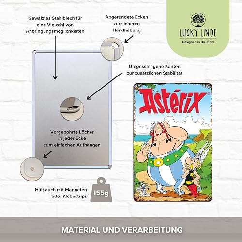 Plaque en tôle rétro ASTERIX et OBELIX, série culte de bande dessinée française, 20 x 30 cm (Astérix et Obélix cherchent le chemin) - Nail Gallerys