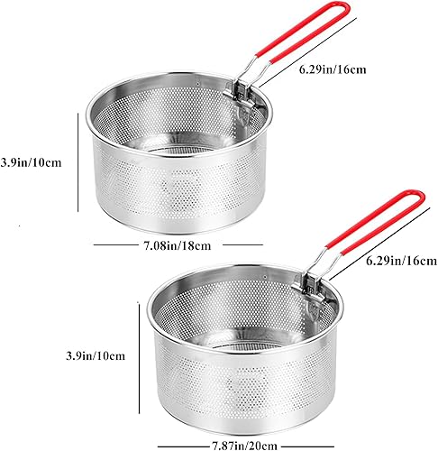 Lot de 2 passoires alimentaires en acier inoxydable avec poignée amovible - Passoire à pâtes en métal - Panier à friteuse - Passoire de cuisine pour laver, égoutter, frire, cuire à la vapeur - Nail Gallerys