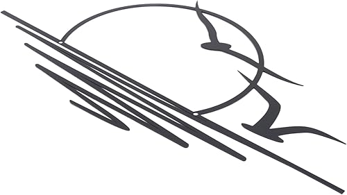 PRIZOM Art Mural en MéTal Sunrise, DéCor Mural Soleil et Mouettes, DéCor Mural en MéTal, DéCor Abstrait Coucher de Soleil, Dessin au Trait Minimaliste - Nail Gallerys