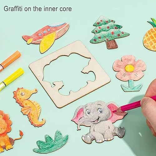 Pochoirs à Dessiner pour Enfants,Forreen 60 Pièces Pochoirs de Dessin en Bois Réutilisables Pochoirs de Peinture pour Enfants,Idéal pour Dessin,Peinture,Loisirs Créatifs - Nail Gallerys