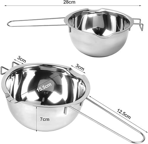 Cozlly Bol de Bain d'eau en Acier Inoxydable 304,Casserole Bain-Marie avec Poignées 2 Becs,ChaudièRes Universelles en Acier Inoxydable,pour Faire Fondre du Beurre,du Chocolat,du Fromage - Nail Gallerys