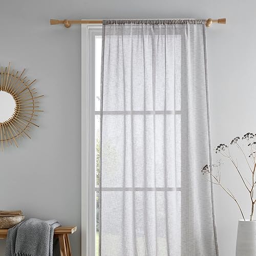 Drift Home - Rideau en Coton Semi-Transparent Blanc - 140 x 228 cm - Coton recyclé Durable - 1 Panneau de Rideau en Blanc - Rideau Transparent Blanc - Voile/Filet Blanc pour fenêtre - Nail Gallerys