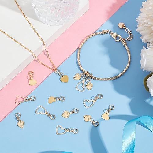 UNICRAFTALE 40 pièce 4 styles 304 breloques Européennes Acier Inoxydable Breloque Cœur Doré Grand Trou Embellissements Métal Pendentifs Creux Solides de 10-14 mm de Long pour la Fabrication de Bijoux - Nail Gallerys
