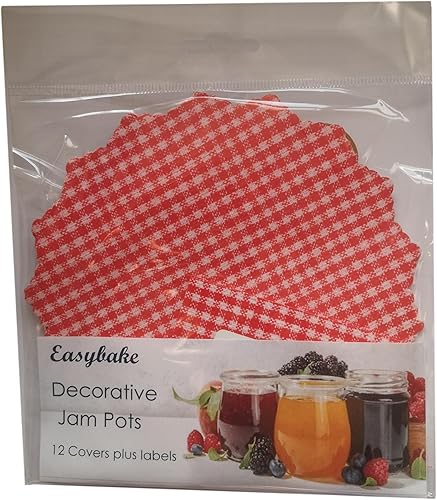 Lot de 20 cache-pots vichy rouges pour pots de confiture, disques de cire, bandes en caoutchouc et étiquettes autocollantes - Nail Gallerys