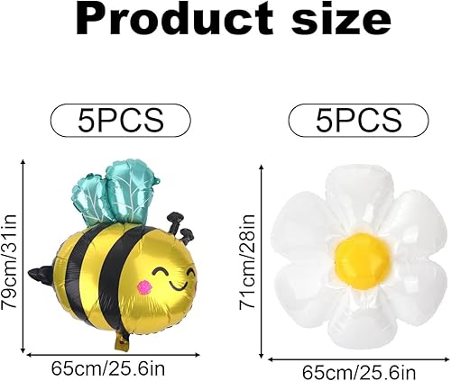 Tinoaly 10pcs Ballons en Forme d'Abeille et de Marguerite, Ballons Aluminium avec Visage Souriant Abeille Décorations Fête d'Anniversaire Sur le Thème des Marguerites et des Abeilles - Nail Gallerys