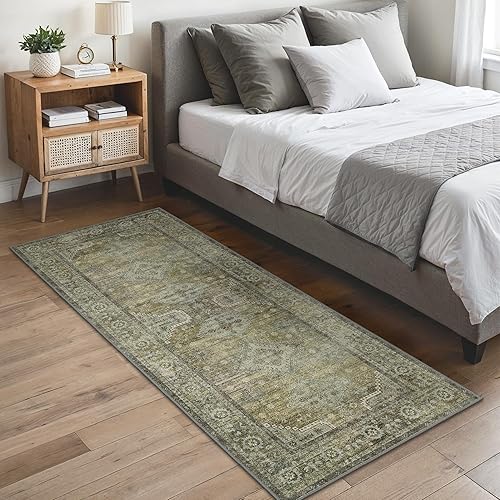 GENIMO Tapis Salon Lavable en Machine, Vintage Moquette pour Chambre et Salon Cuisine, Moderne Lavable Dessous antidérapant Paillasson Durable, Gris Foncé,160x230CM - Nail Gallerys