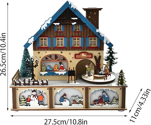 Maison de Village de Noël Lumineuse - Bâtiments Musicaux et Décorations pour Table - Décoration à Piles pour la Maison - Nail Gallerys