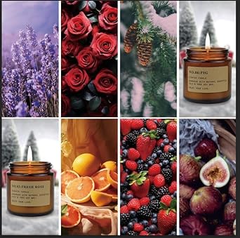 Lot de 8 Bougies Parfumées Dans un Pot en Verre Rose - Bois de Teck, Ambre, Menthe, Pamplemousse - 800G Cire de Soja Relaxante, Aromathérapie Pour Mère - Nail Gallerys