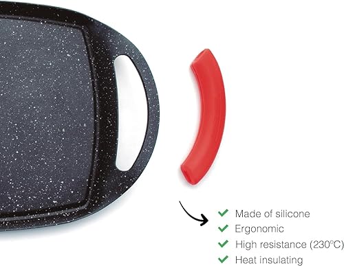 ROYALTY LINE, Plancha en fonte d'aluminium 36 cm, revêtement antiadhésif Greblon marbré, compatible gaz, électrique, céramique, halogène, induction, four, couleur marbre - Nail Gallerys