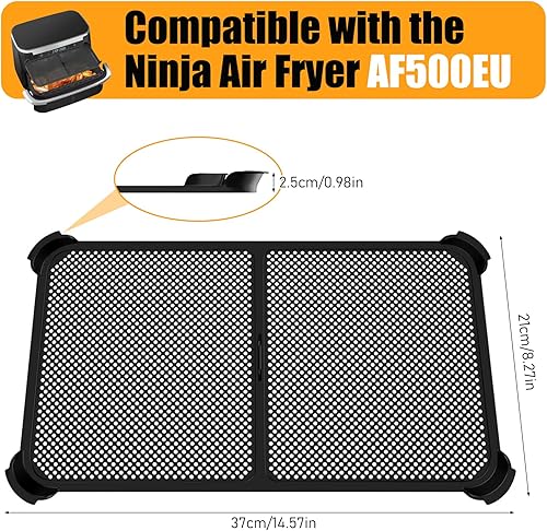 Grille Anti Projection pour Air Fryer Ninja 10,4 L AF500EU, Réutilisable Silicone Air Fryer Accessoires, Moule Air Fryer Ninja 10,4 L Anti Eclaboussure Air Fryer Ninja pour Ninja Foodi Flex 10,4 L - Nail Gallerys