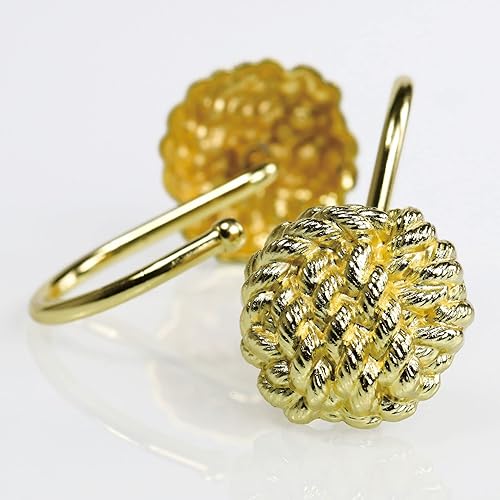 Crochets pour Rideau de Douche Noirs : Anneaux de Rideau de Douche en métal Noir antirouille - Crochets en Forme de nœud Marin pour Rideau de Douche - Lot de 12 - Nail Gallerys