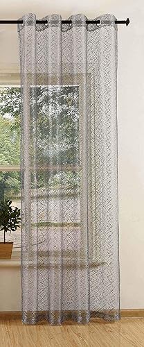 Gardinenbox Voilage Filet Rideau Oeillets Uni Transparent Filet Rideau décoratif Structure, 20352, Polyester, Naturel, 245 x 140 cm - Nail Gallerys