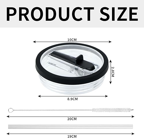 Stanley Cup Couvercle Stanley Cup Couvercle Etanche Lot De 6 Couvercles De Gobelets Réutilisables Anti-Fuites Et Anti-Poussière Avec Pailles Et Brosses à Paille (Noir + Blanc) - Nail Gallerys