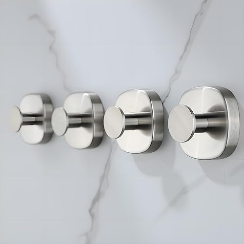 ZUNTO 4 Pièces Crochets Ventouse, Crochets Adhesif Mural, Amovible et Réutilisable, Inox Crochet Métal Autocollant pour Salle de Bains et Cuisine - Nail Gallerys