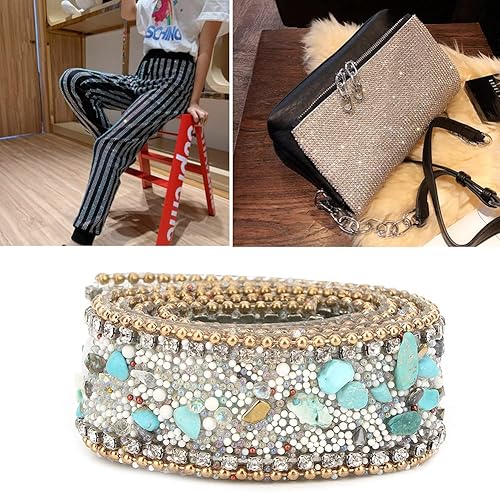 Cyrank Ruban de strass en cristal de 2,5 cm, ruban de diamant, rouleau de ruban de strass avec rouleau de maille de diamant pour la décoration (Chaîne double pierre verte) - Nail Gallerys