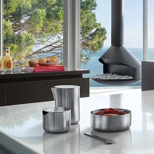 blomus -BASIC- Sucrier en acier inoxydable mat, contenant à sucre idéal pour le sucre blanc/brun, design intemporel, récipient lavable au lave-vaisselle (H/ W/ P 5 x 6,6 en acier inoxydable, 63621) - Nail Gallerys