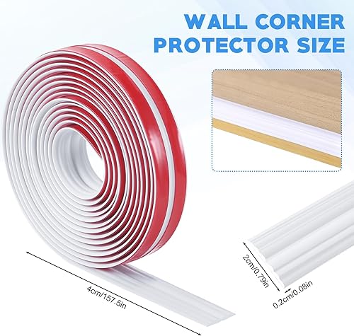 Fentar Corniere PVC, 400×2cm Baguette d'angle Flexibles Autocollants, Plinthe Souple Autoadhésive à Découper, Cornière Souple pour Arrondi, Baguette de Finition, Protection Angle Mur - Nail Gallerys