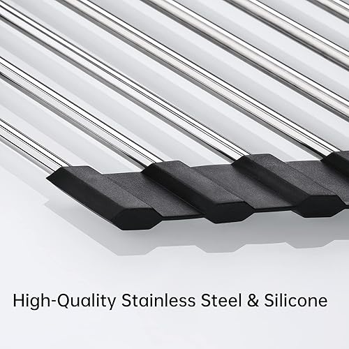 Tomorotec Égouttoir à vaisselle triangulaire enroulable pour évier d'angle - Petit format pliable en acier inoxydable - Multifonctionnel - Organiseur de rangement pour économiser de l'espace - Support - Nail Gallerys