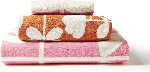 Orla Kiely Serviette de bain à tige coupée Rose tulipe et paprika 100 % coton (serviette de bain 70 cm x 125 cm) - Nail Gallerys