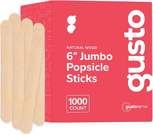[6 pouces - 1000 unités] Bâtons en bois polyvalents géants - Artisanat, sucettes glacées, crème glacée, épilation à la cire, épilation, bâtons en bois pour abaisse-langue - Nail Gallerys