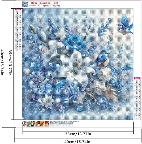 DCIDBEI Peinture Diamant Fleurs Lis Bleu 40x40cm Peinture par Numéros Fleurs Lis Diamant Painting Fleurs Lis Broderie Adultes pure élégante Loyauté Saint Bonheur Tableau Perle Diamant Fleur de Vie - Nail Gallerys